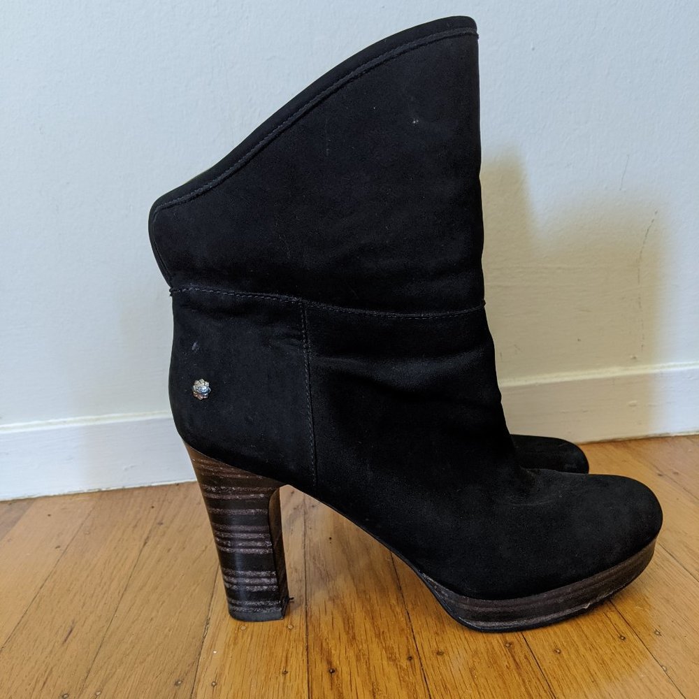 Ugg Fur-Lined Suede Black Boots